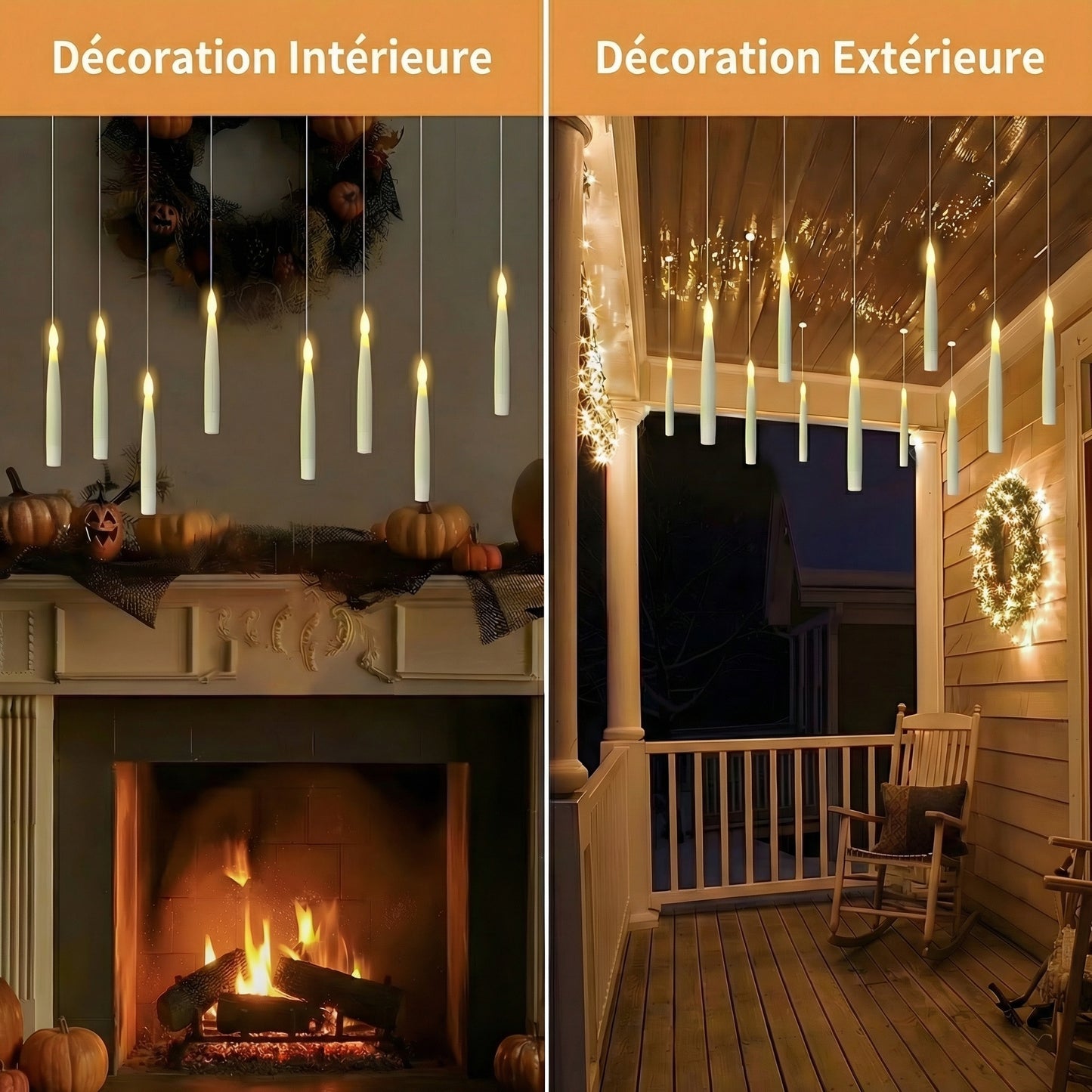 Bougies flottantes avec baguette magique